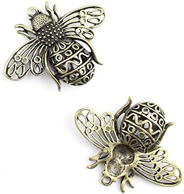 5 Pieces Jewelry Making Charms Hollow Bee retro vintage supply bulk antique