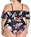 Wavely Women Plus Size Swimsuit One Piece Ruffled Off Shoulder Vintage Lace Up