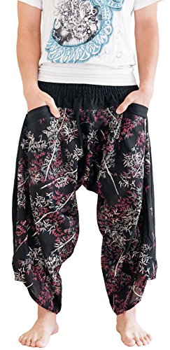 BohoHill Ninja Warrior Samurai Harem Pants Black Japanese Bamboo Forest