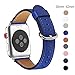 Apple Watch Band 38mm, WFEAGL Retro Top Grain Leather Band Replacement Strap with Stainless Steel Clasp for iWatch Series 3,Series 2,Series 1,Sport, Edition (Sapphire Blue Band+Silver Buckle)