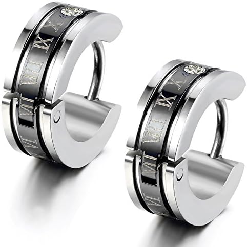 シンプル ヒップホップ フープピアス ファション 可愛い ボディピアス 刻印ピアス メンズ レディース バレンタインデー 男女兼用 ローマ字 学生 恋人 クリスマス 記念日 誕生日 プレゼント ブラック Wsv Global
