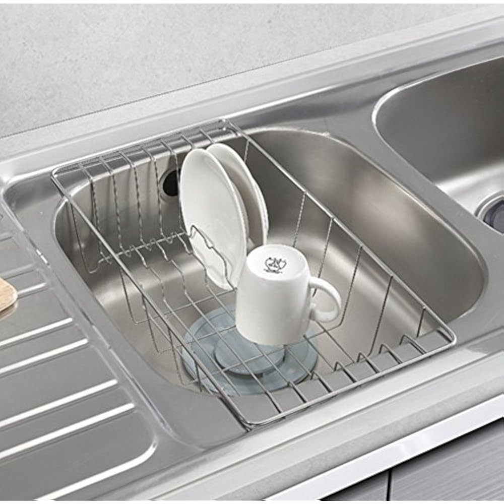 STOPIA Sink Drainer Dish Drying Half Tray Stainless Steel Basket Rack