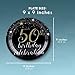 Juvale 50th Birthday Dinner Plates with Gold Stars - Black, 9 in, 80 Count - Disposable Dinner Plates for 50th Birthday Party