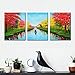 JoyArt - Red Trees Painting 4 Seasons Canvas Prints Artwork on Canvas Framed Wall Art for Home Decorations Wall Decor Ready to Hang 3pcs/Set