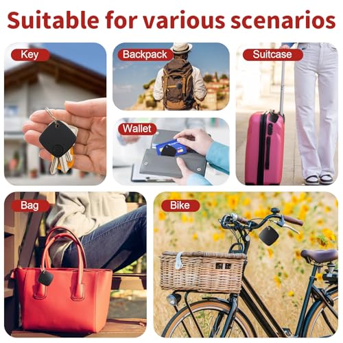 Set of 4 Android Air Tracker Smart Bluetooth Object Locator Tag Works with Google Locate App (Android Only), Android Smart Tag for Keys, Suitcase, Wallets (Black)