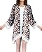 Relipop Women's Sheer Chiffon Blouse Loose Tops Kimono Floral Print Cardigan (Small, Black)
