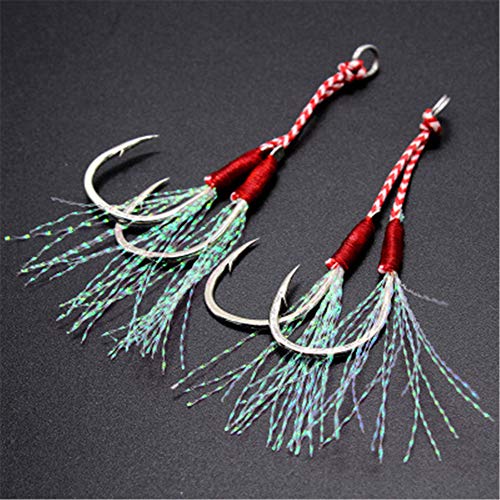 xiangen Fishing Hook Capture Big Fish Special Fishing Hook Suitable for Salt Water Iron Hook Fishing Boat Fishing Super Long Tied Hair Double Hook (2 Pack) 17#