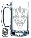 Star Wars Darth Maul Face Inspired 25 OZ Hand-made Etched Beer Mug Glass Stein