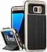 Vena Galaxy S7 Edge Wallet Case, Vena [vCommute][Drop Protection] Flip Leather Cover Card Slot Holder with KickStand for Samsung Galaxy S7 Edge (Gold/Black)