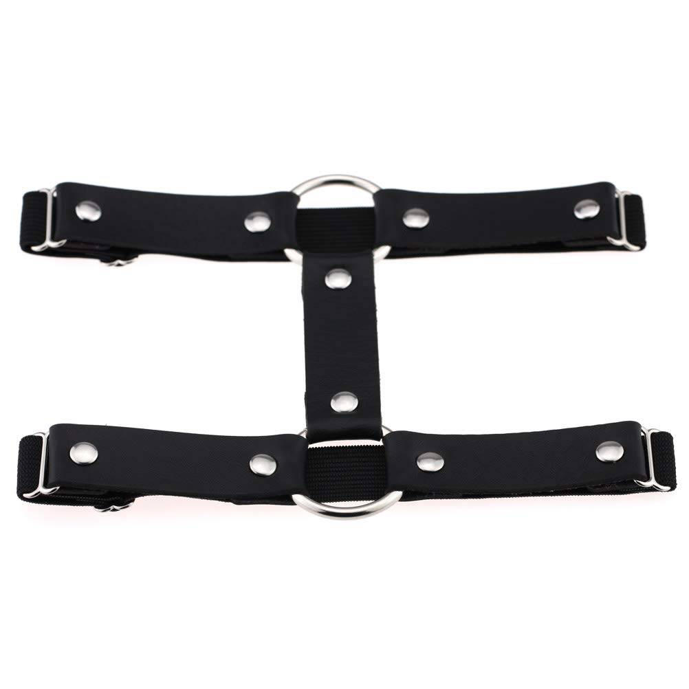 2PCs Adjustable Faux Leather Leg Garter Belt, 2 Rows Thigh Garters for Women Parties, Black/Red/Pink/White/Brown