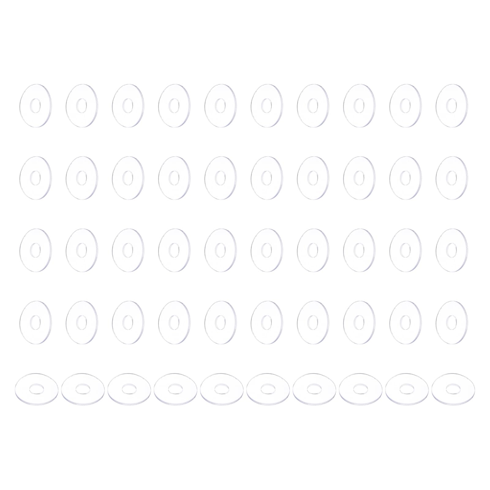 PATIKIL Nylon Flat Washers, 50 Pieces 0.39" ID 0.51" OD 0.04" Thickness Plastic Seal Gaskets Ring Flat Spacer for Sealing Plumbing Faucet Hose, Clear