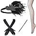 1920s Accessories Set Flapper Headband,Gloves,Net Tights (OneSize, Set-11)