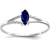 JewelryWeb 10k White Gold Polished Marquise Prong set Sapphire Ring Size 6 Ring for Women