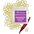 1/4 Inch Orthodontic Elastic Bands - 100 Pack, Natural, Medium Force - Dental Elastic Bands 3.5 oz, Gap Fixer, Inlcudes 1 Elastic Placer for Braces
