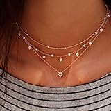 Jovono Fashion Choker Star Multi - Layer Necklace for Birthday Friendship Jewelry Mothers Day Gift (Gold)