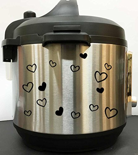 Cute Hearts Art Decal Sticker - Black Vinyl Decal Sticker for Instant Pot Instapot Pressure Cooker