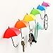 UYIKOO 6 PCS Colorful Umbrella Wall Rack Wall Key Holder Key Organizer for Keys, Jewelry and Other Small Items