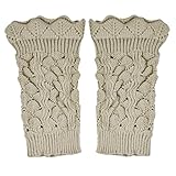 Voberry® Women Knitted Boot Cuffs Toppers Hollow Leg Warmers Socks for Boots (Beige)