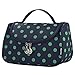 Yeiotsy Travel Cosmetic Bag – Polka Dots Makeup Travel Organizer, Hanging Toiletry Bag for Women (Navy Blue)