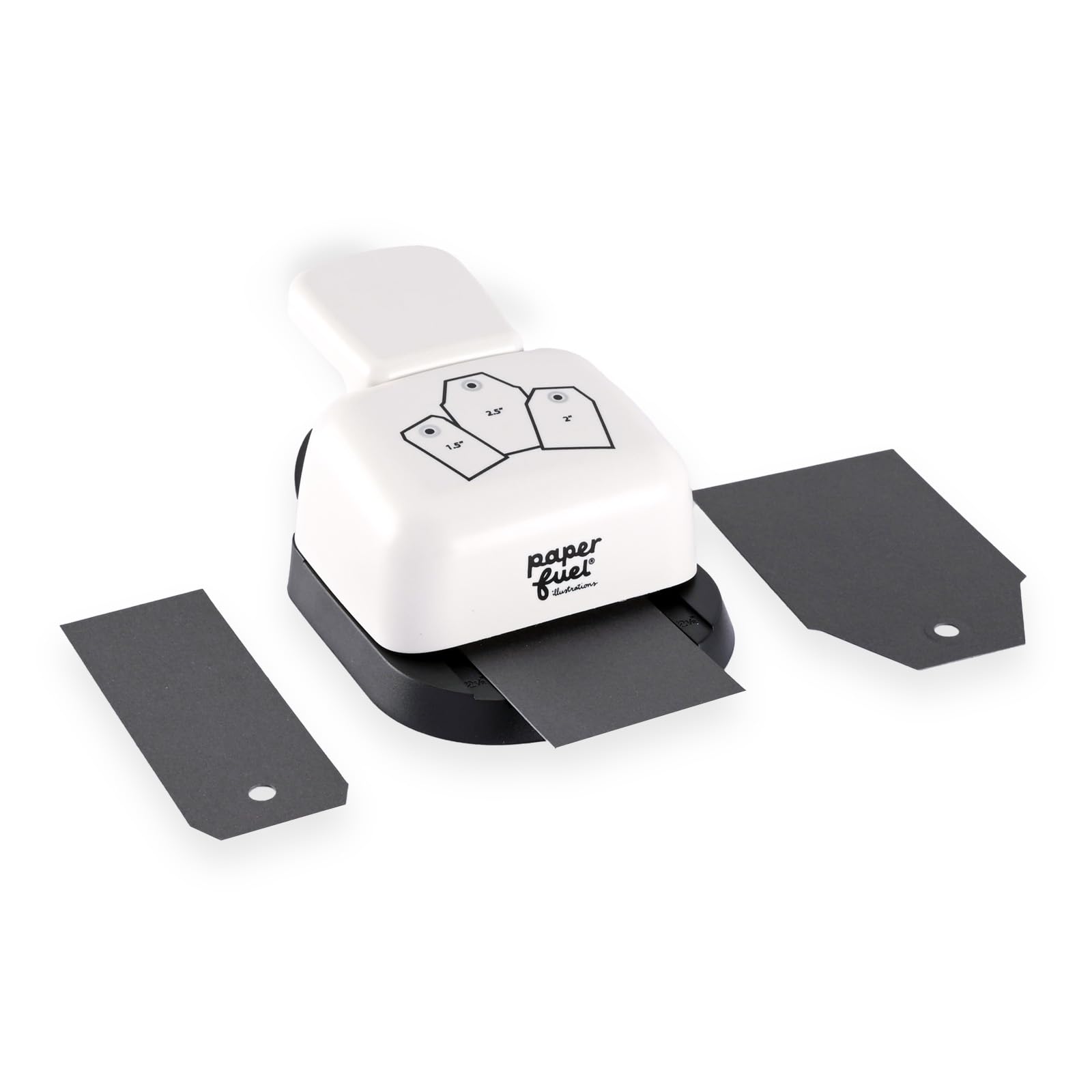 Paperfuel 3 in 1 Label Punch 3 Sizes Label Making Punch with Square Top Edge Motif Paper Card Making Gift Wrapping, black/white