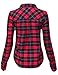 Luna Flower Women's Simple Long Sleeve Front Pocket Cowboy Plaid Shirts (GTEW132)