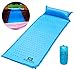 WACOOL Ultralight Inflatable Sleeping Pad Mat Air Mattress - Ultra-Compact for Backpacking, Camping, Travel, Air-Support Cells Design (Blue Sleeping pad)