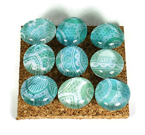 Push Pins for Memo Board in Teal Paisley (P65)