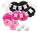 Paper Jazz 13pcs Pink Pompom Party Decoration Hanging Happy Birthday Banner for Girl/Boy Birthday Baby Shower Party Supplies hot Pink Black White
