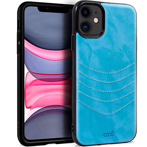 Cool Case for iPhone 11 Leather Embroidery Sky Blue