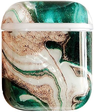 Qokey AirPod Case,Cute Marble Airpods Case for Girls Women Pretty AirPods Case Soft TPU Protective Accessories Kit Cover for Apple AirPods 1st/2nd Charging Case,Marble Green