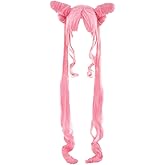miccostumes Women's Anime Black Lady Cosplay Wig Long Pink Synthetic Hair