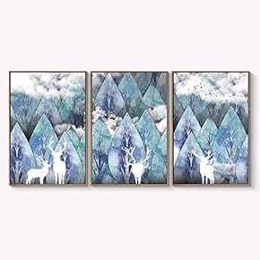 Framed Canvas Wall Art for Living Room, Bedroom Abstract Landscape Dream Place Canvas Prints for Home Decoration Ready to Hanging - 16"x24"x3 Panels