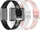 3-Pack Slim Silicone Bands Compatible with Fitbit