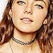 Doinshop Female Stretch Necklace Retro Henna Vintage Elastic Tattoo Choker New (black)