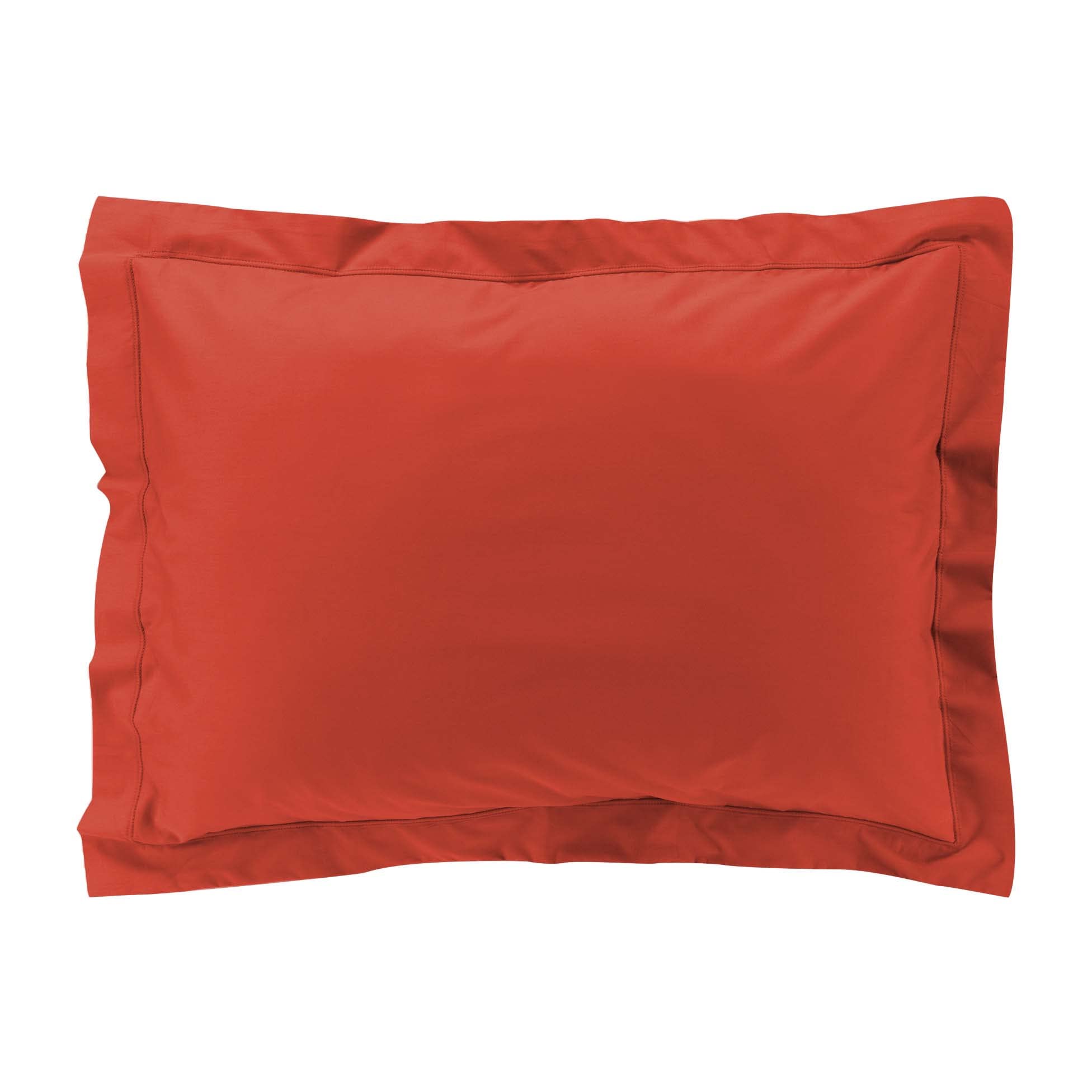 douceur d'intérieur, Pillowcase (50 x 70 cm) Percaline Terracotta, Cotton Percale