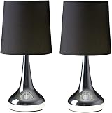 MiniSun Modern Chrome Teardrop Touch Table Lamps Set of 2 with 5W LED Bulbs