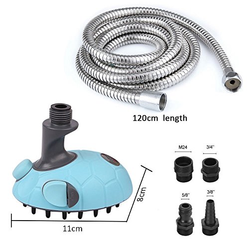DELE Pet Shower Sprayer, Pet Bathing Tool for Dog Combines Handheld Bathe Shampoo Massage with 47 Inch Stainless Steel Hose and 4 Hose Adapters Indoor and Outdoor Use