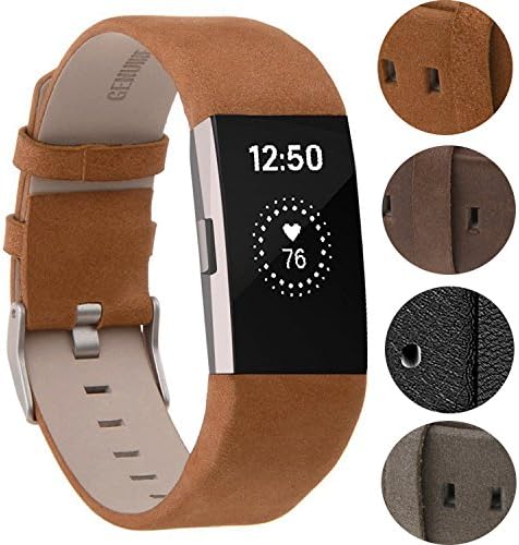 Compatible for Fitbit Charge 2 Bands, VOMA Genuine Leather Replacement Wristbands Bands for Fitbit Charge 2 Women Men Small Large Brown