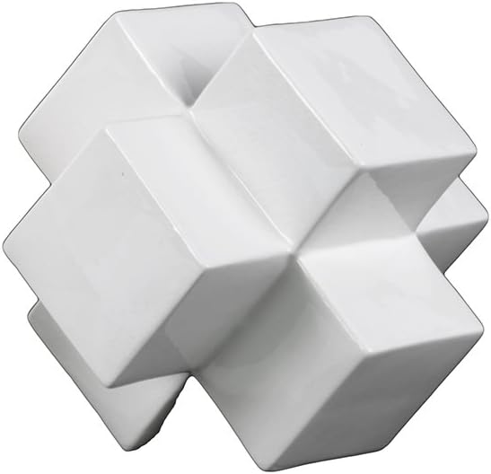 Urban Trends Ceramic Cross Cube Sculpture, Small, Gloss White