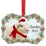 Beige Guinea Pig Christmas Ornament 2024