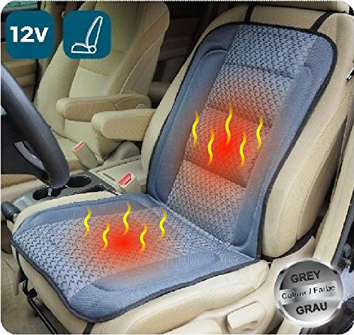 ObboMed SH-4170 12V 45W Deluxe Heated Seat Cushion Cover with Lumbar Support, with Premium Cigarette Lighter Plug and Special Fitting (Vertical or Horizontal) for Car (Gray with Light Gray Pattern) - Thumbnail 6