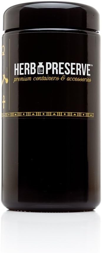 Herb Preserve 1 Oz (500 Ml) Capacity Tall Large Size Screwtop Wide Mouth Jar Black Ultraviolet Refillable Glass Stash