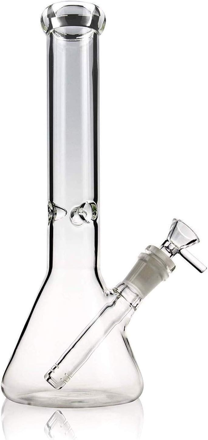 SEA GIANT 10 Inch Home Glass Vase Hnadmade Glass Crafted Beaker with Ice Shelf (Glear)