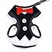 BINGPET Velvet Red Bowtie Gentleman Suit Boy Dog Tuxedo Harness Vest for Dogs with Handle Large