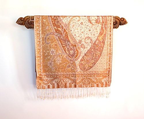 Pashmina Scarf, made in India from Pashmina Wool and Silk. Great as a head wrap or warm neck scarf. Imported into the US by Worldcraft Industries. Reversible Paisley Design.