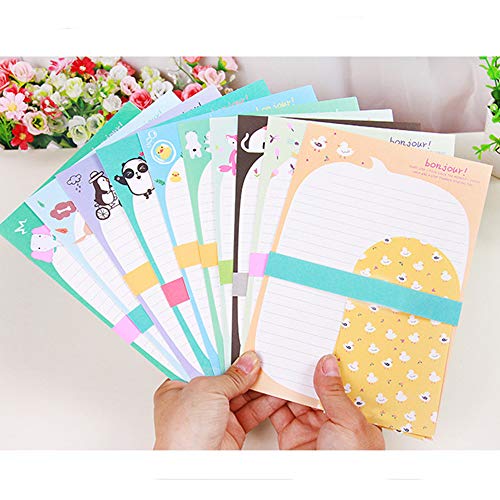 SCStyle Envelopes 3.54 Inches x3.34 Inches,30 Cute Lovely Kawaii Special Design Writing Stationery Writing Paper 9.25Inches x6.3 Inches and 15 Envelopes,Stationary Paper and Envelopes Set