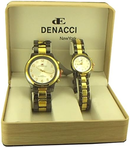 Gift set Denacci His &amp; Hers Analog Watches light color dial and two tone - 12