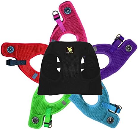 EcoBarkStep in Dog Harness - Eco-Friendly Teacup Dog Harnesses for XXS, XS, and Small Dogs - Reflective and Adjustable Mini Body Halter Vest -Tiny Soft Mesh Toy Breed Harness Under 5 lbs (Black, XXS)