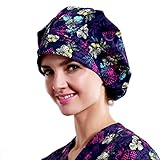 Outsport Print Scrub Caps Women Surgical Purple Hat Ponytail Multi Suitable