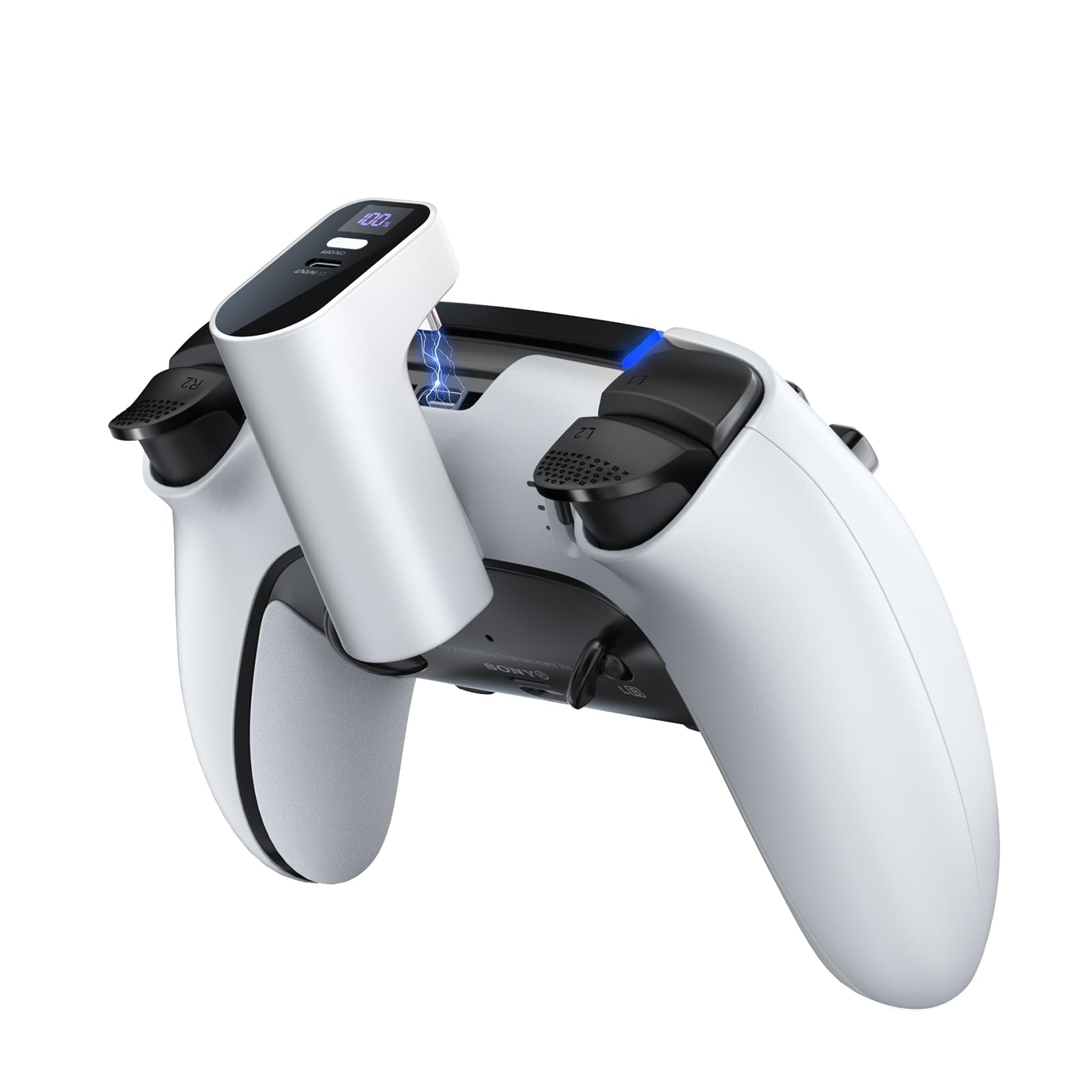 LVFAN Charger for PS5 Controller, Battery Pack Compatible with PlayStation DualSense & Edge, Portable Power Bank with LED Display, Adds 12+ Hours of Gaming Time for PS5 Gamers